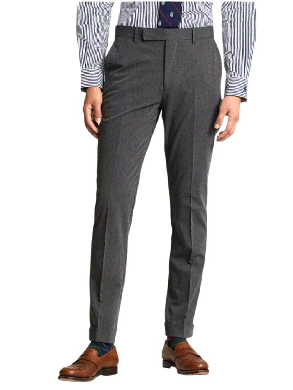Polo Ralph Lauren Men Pants Size 38 x 34 Gray Performance Twill Trousers Cuffed